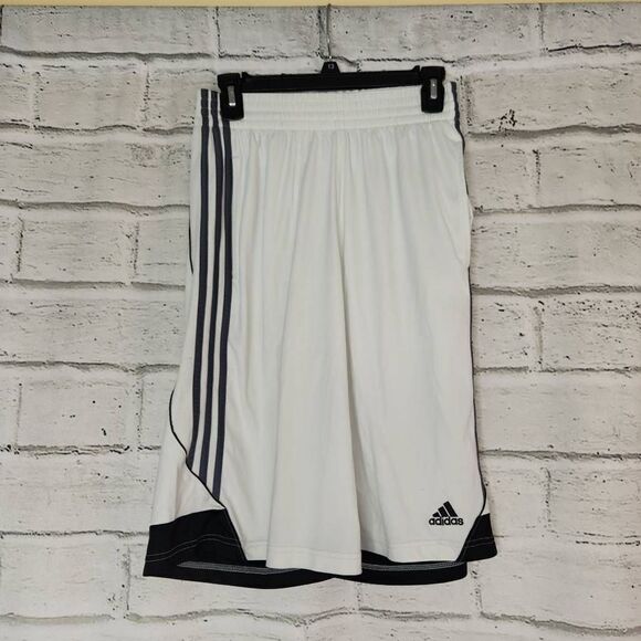 Adidas 3 Striped Sportswear Shorts White Black Gray Size Small 12" inseam - Picture 1 of 10